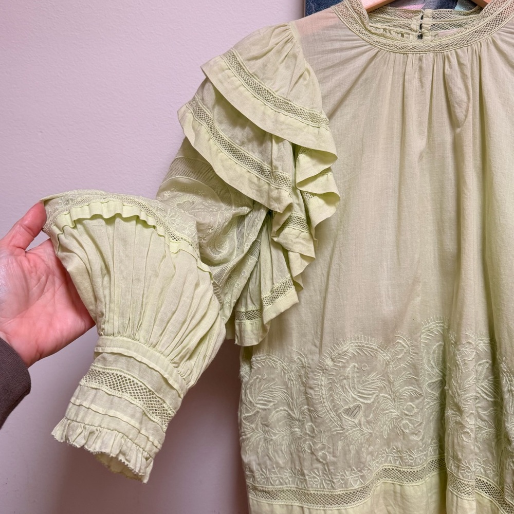 Ulla Johnson Annetta Ruffle Blouse in Pistachio in Size 4 EUC - Picture 8 of 15
